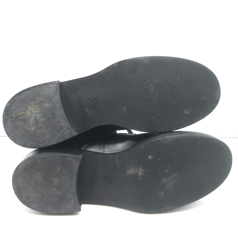 LOUIS VUITTON RANGER BOOTS WITH PATCHES BLACK LEATHER SIZE 40 FLAT COMBAT BOOTS - Picture 12 of 12